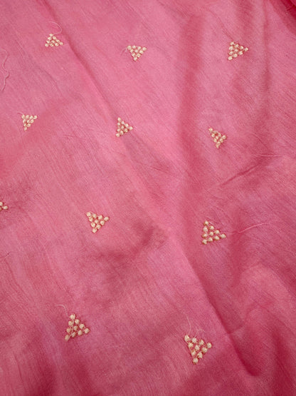 Pure Banarasi Tasar Silk Embroidery Saree