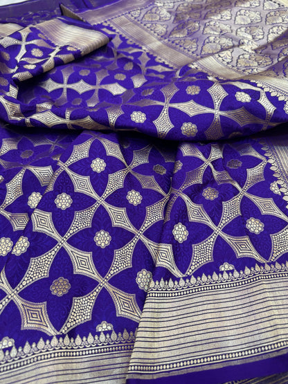 Pure Banarasi Satin Silk Double Tanchoi Saree