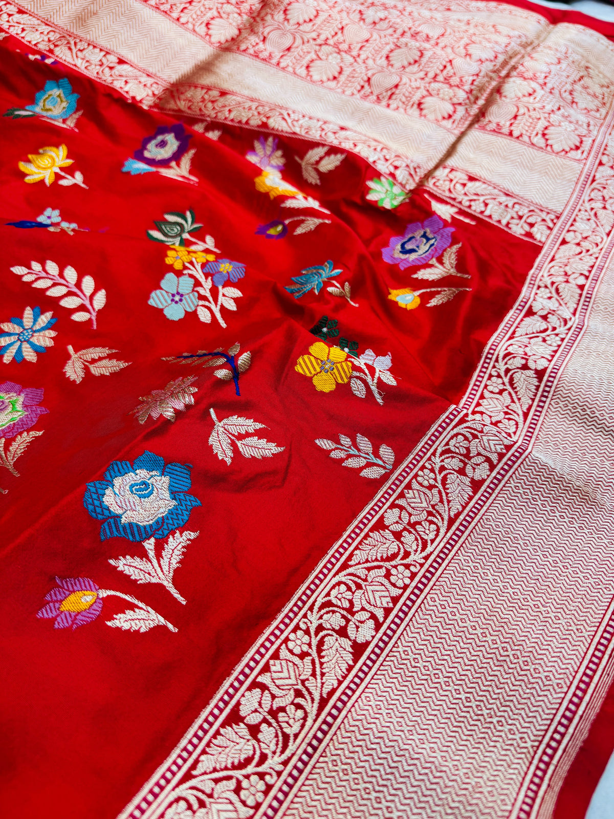 Katan Silk Multi Mina Buti Jaal Saree