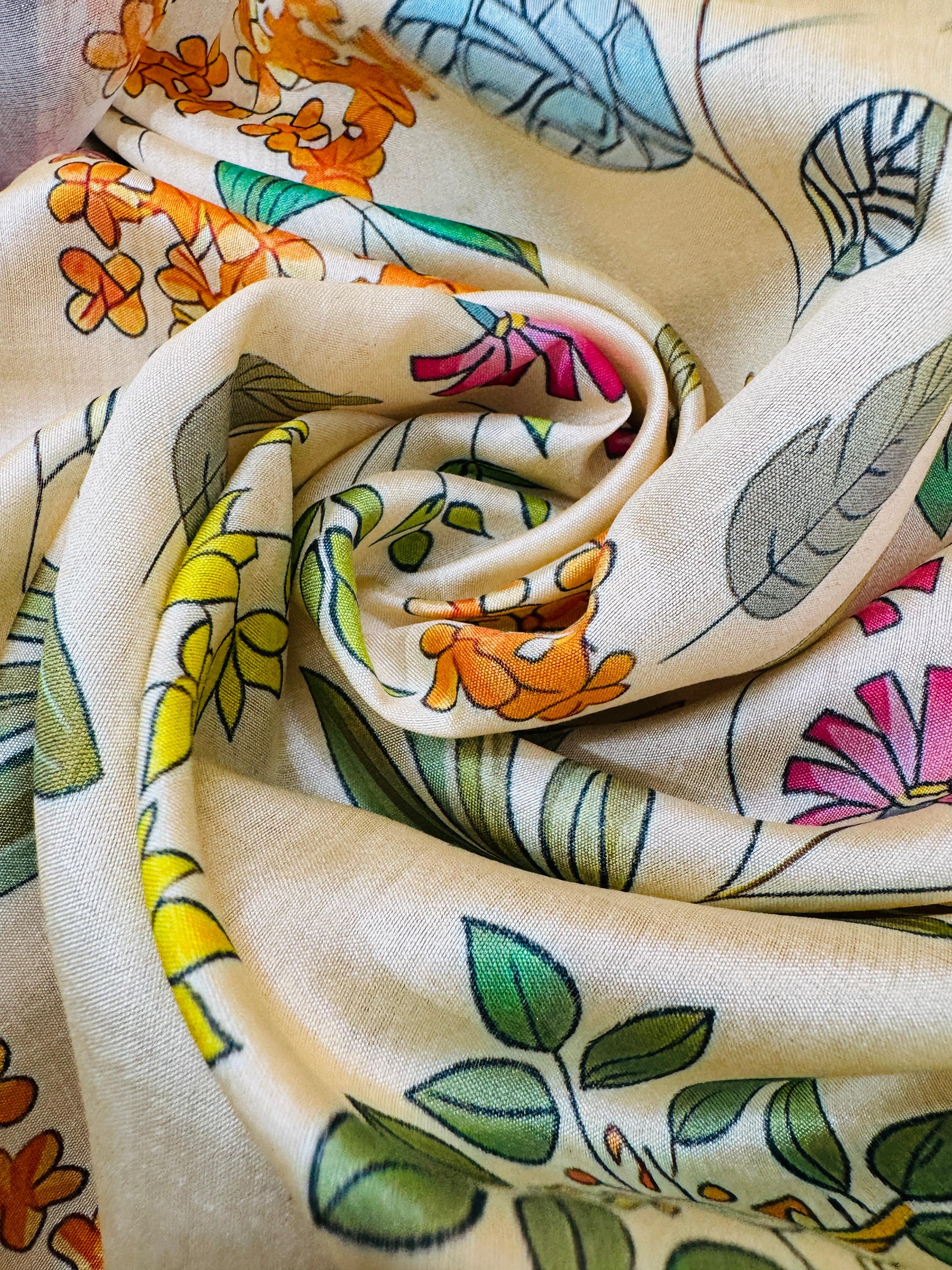Kora Floral Digital Print Saree