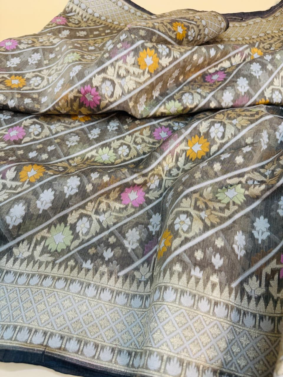 Art Silk Cotton Jamdani Saree