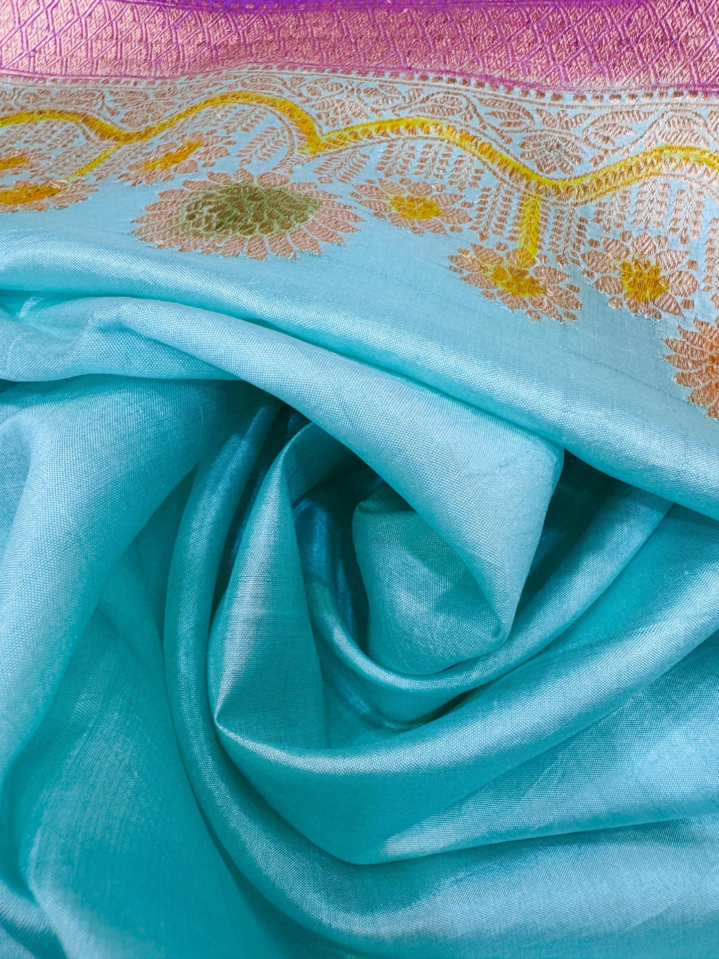 Pure Banarasi Dupion Silk Kadhwa Buta Handbrush Saree