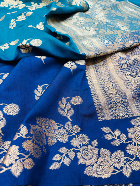 Pure Banarasi Chiniya Silk Half n Half buta saree