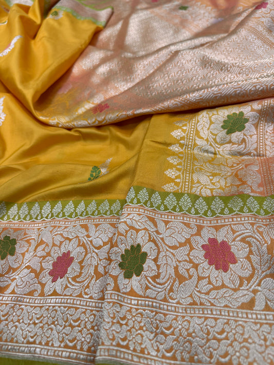 Pure Banarasi Katan Silk Kadhwa Buti Saree