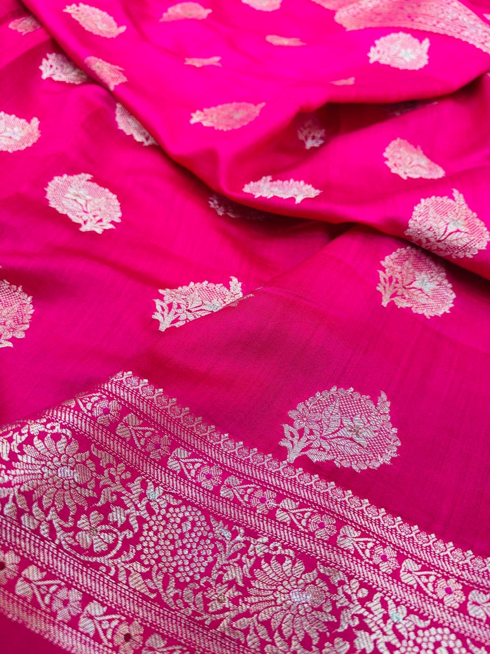 Pure Banarasi Chiniya Silk Mina Buta Saree
