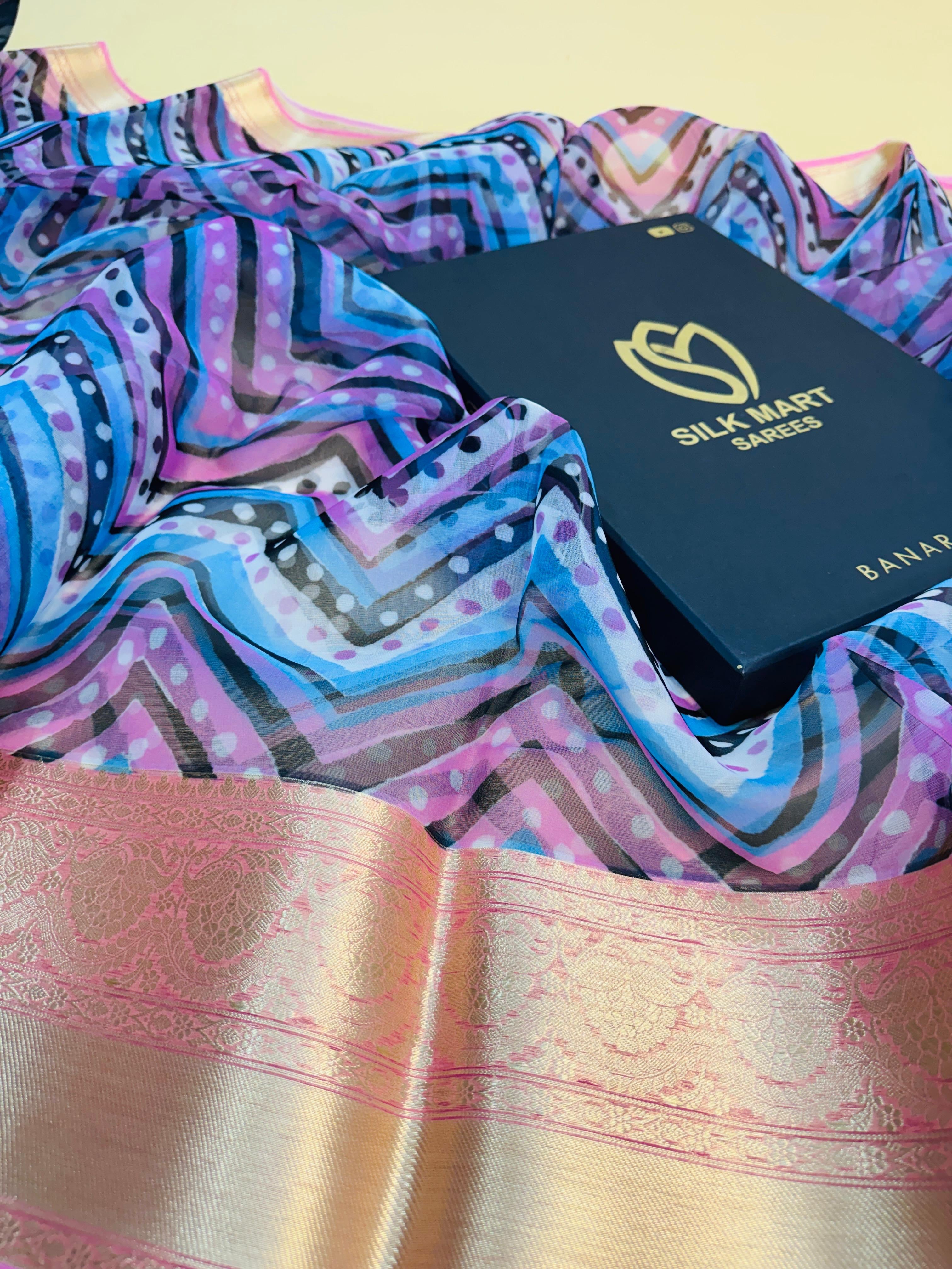 Art Silk Kora Digital Print Saree