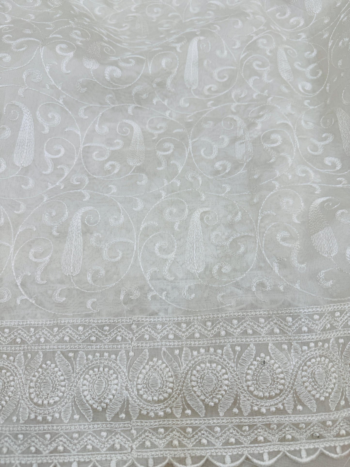 Pure Banarasi Kora Embroidery Saree