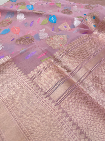 Pure Banarasi Kora Silk Kadhwa Buta Saree