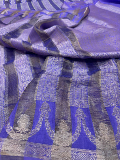 Pure Banarasi Chiniya Tissue Stripe Saree