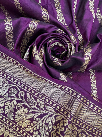 Pure Banarasi Katan Silk Sona Rupa cross buta saree