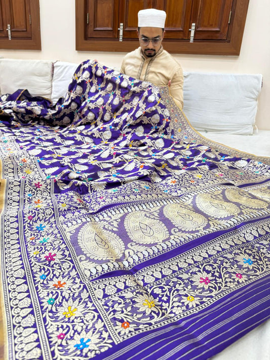 Pure Banarasi Katan Silk Jaal Sarees