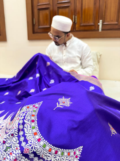 Pure Banarasi Katan Silk Mina Buti Skirt Border Saree