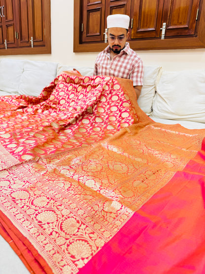 Pure Banarasi Katan Silk Jaal Saree