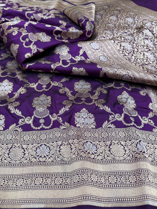 Pure Banarasi Katan Silk Sona Mina Jaal Saree