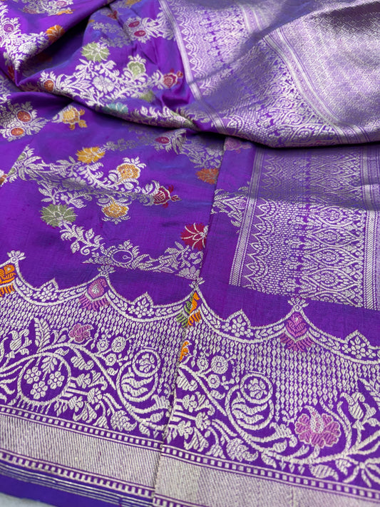 Pure Banarasi Katan Silk Kadhwa Mina Jaal Saree