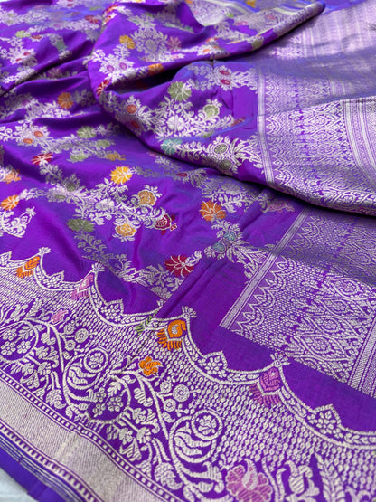 Pure Banarasi Katan Silk Kadhwa Mina Jaal Saree