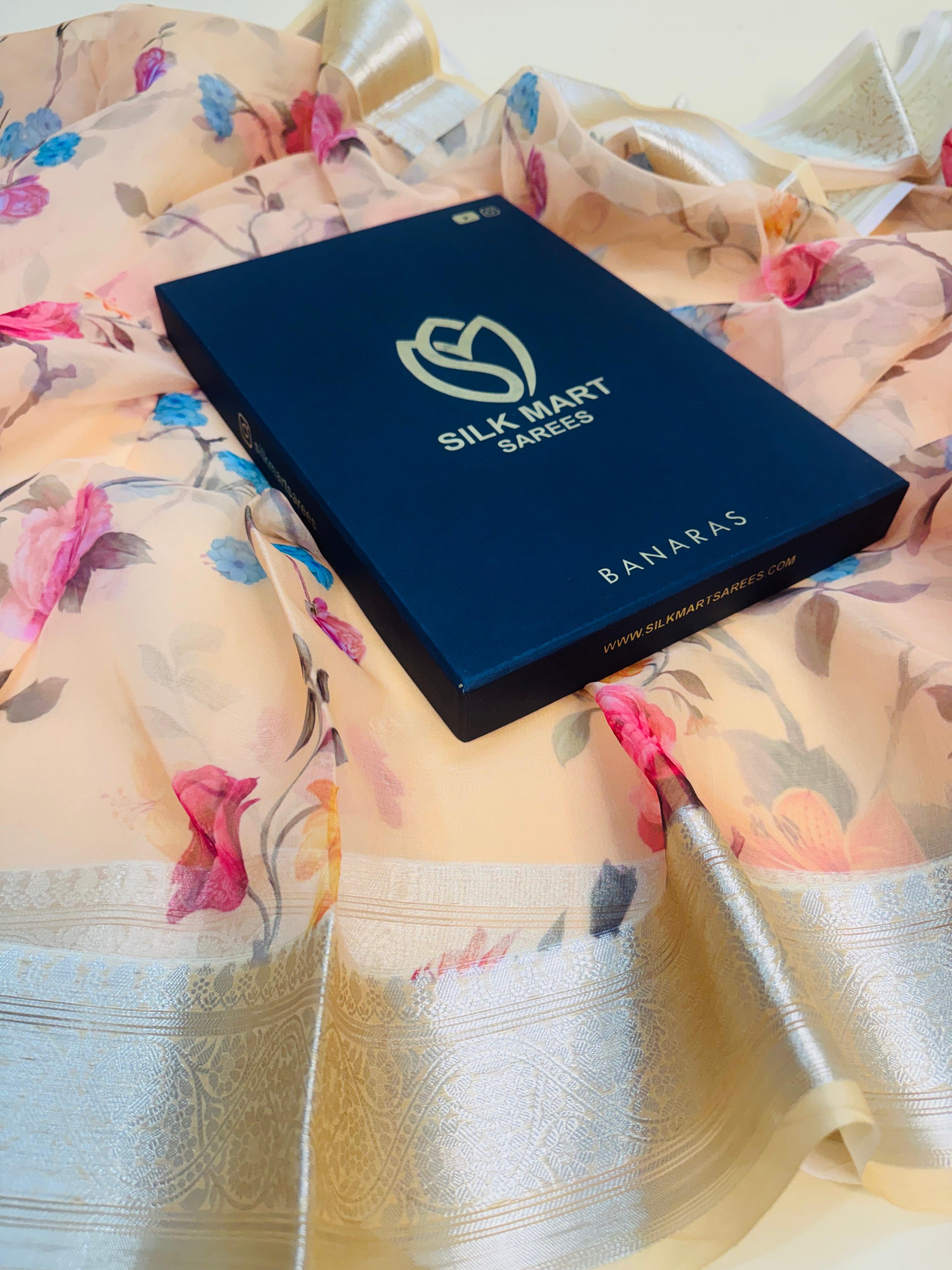Art Silk Kora Digital Print Saree