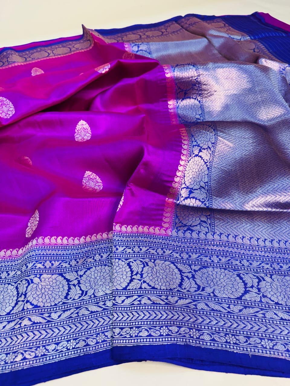 Hot Pink Mango Silk Buti Saree