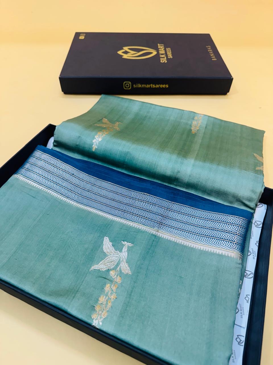 Sea Green Mango Silk Buti Saree