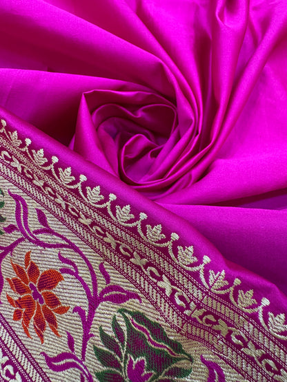 Pure Banarasi Satin Zari Waskat Jaal Saree