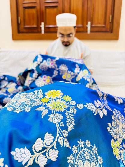 Pure Banarasi Katan Silk Mina Jaal Saree