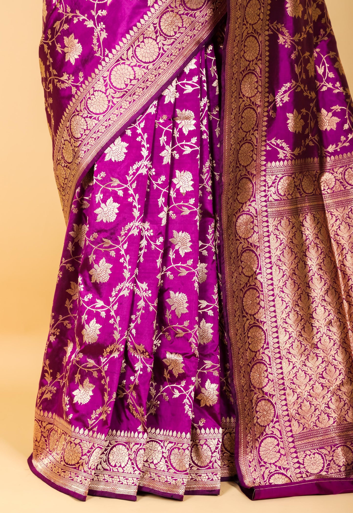 Pure Katan Silk Kadhwa Jaal Saree