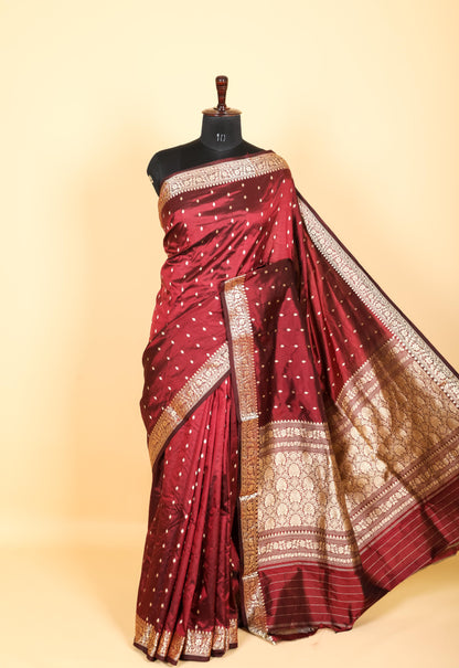 Pure Katan Silk Chunri Buti Banarasi Saree