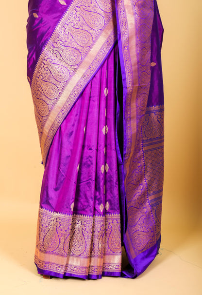 Pure Katan Silk Kadhwa Buti Banarasi Saree