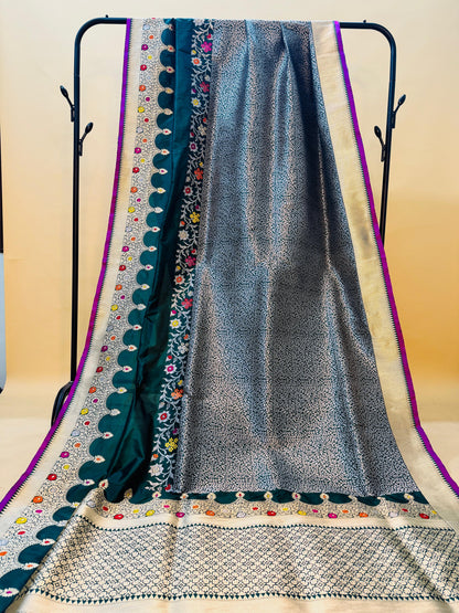 Pure Banarasi Katan Silk Designer Brocade With Scallop Border Saree