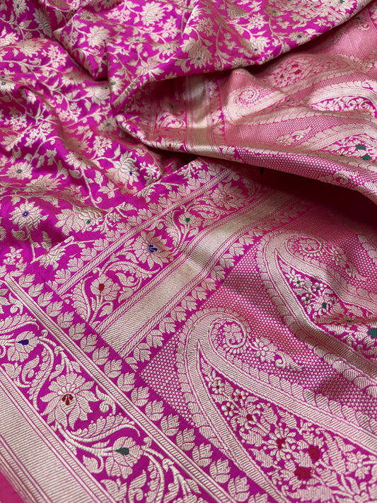 Pure Banarasi Katan Silk Kadhwa Mina Jaal Saree