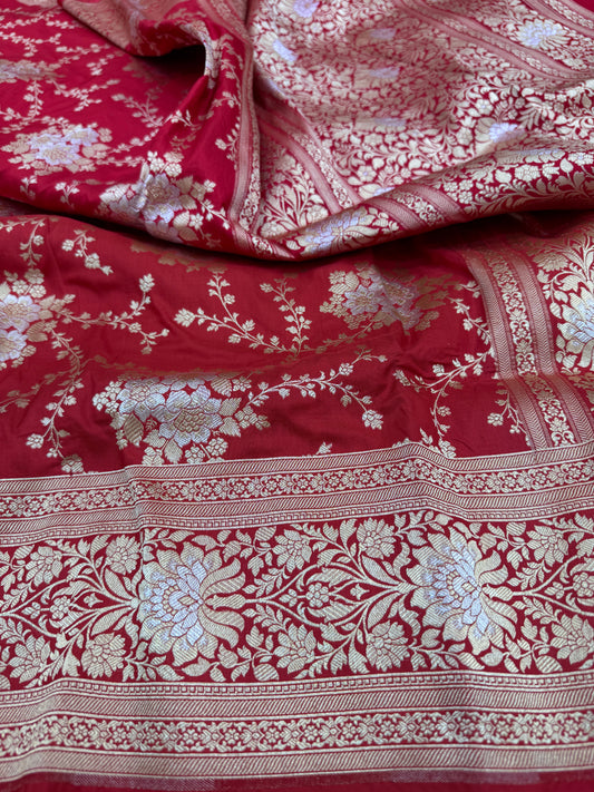 Pure Banarasi Katan Silk Sona Mina Jaal Saree