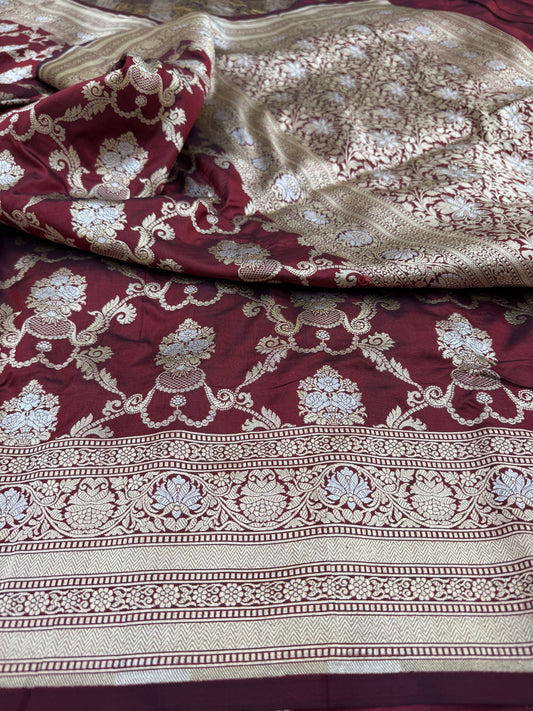 Pure Banarasi Katan Silk Sona Mina Jaal Saree