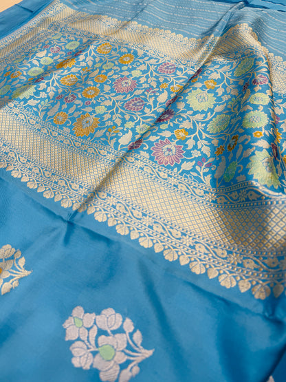 Pure Banarasi Katan Silk Kadhwa Buta Skirt Saree