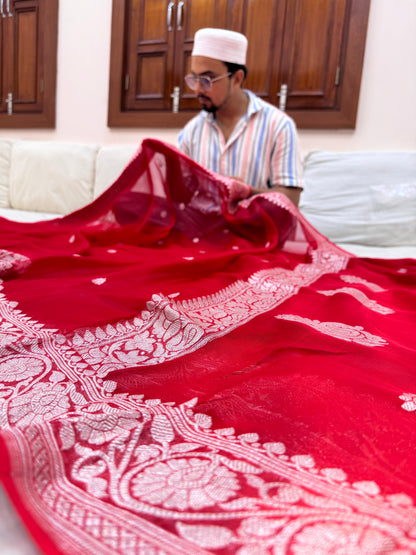 Pure Banarasi Khaddi Chiffon Saree