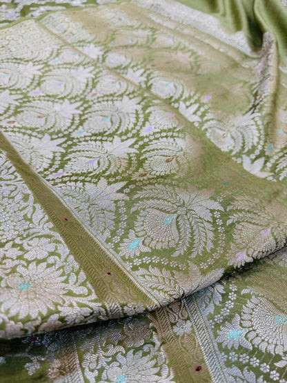 Pure Banarasi Chiniya Silk Jaal Saree