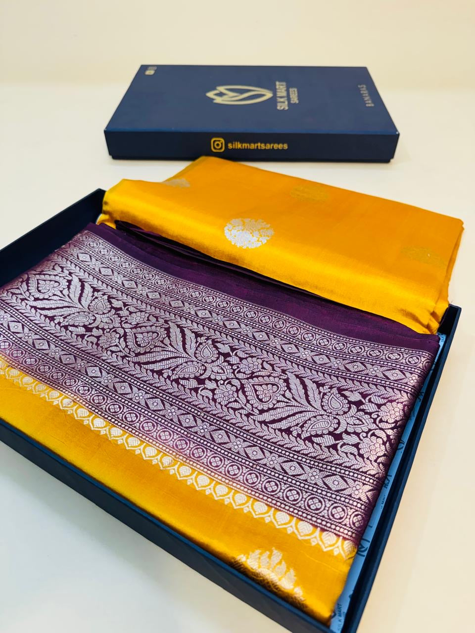 Mustard Mango Silk Buti Saree
