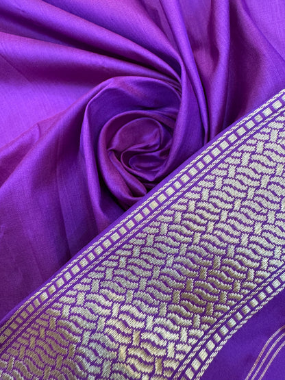 Pure Banarasi Katan Silk Mehrab Stripe Saree