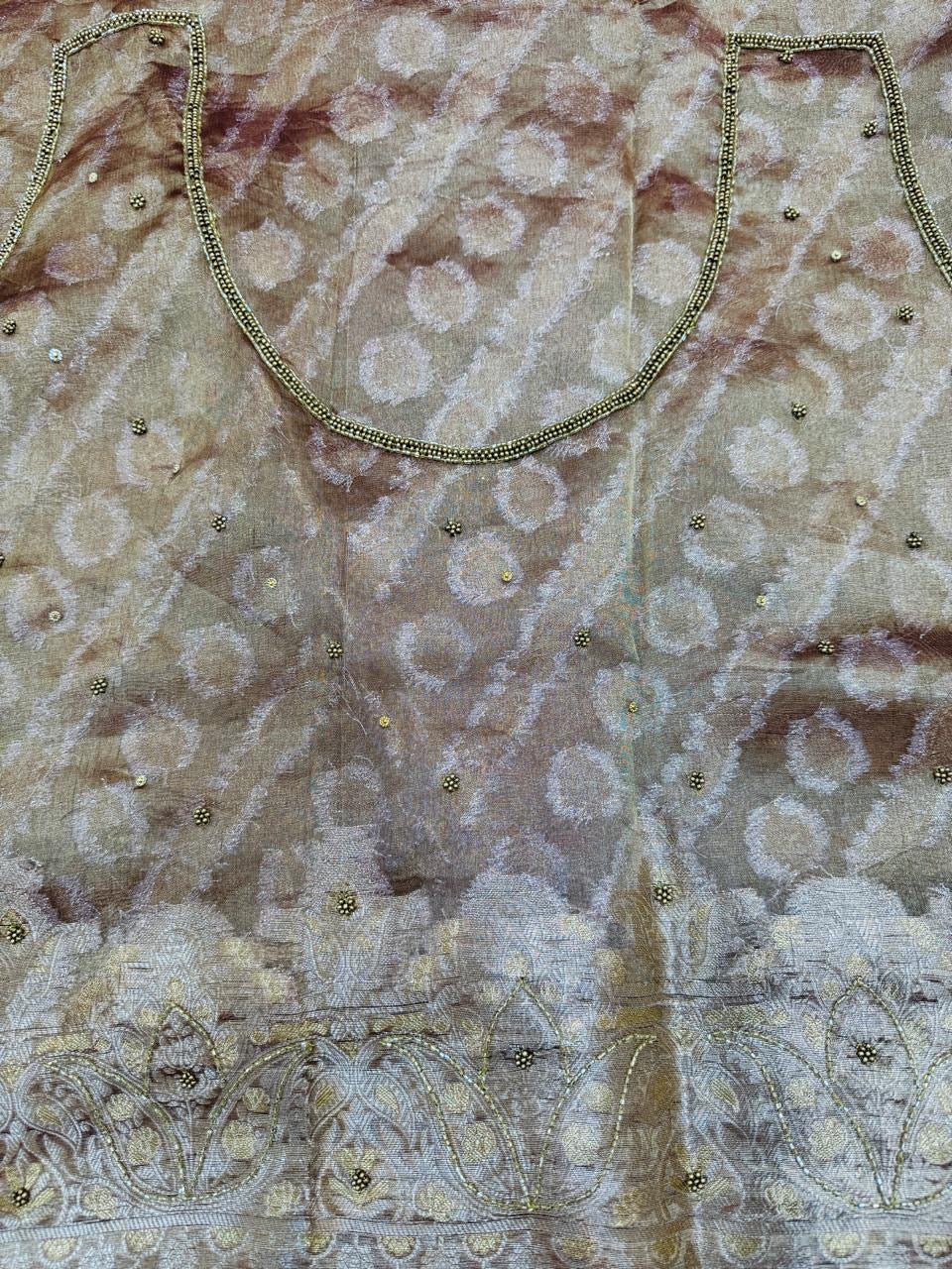 Pure Banarasi Tissue Cutdana Hand Embroidery Saree