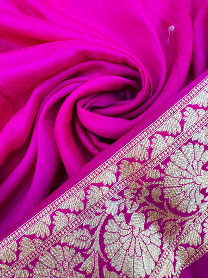 Pure Banarasi Munga Silk Jaal Saree