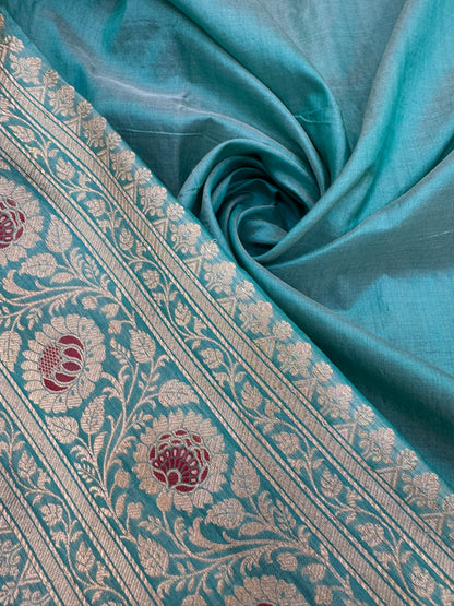 Pure Banarasi Katan Silk Alfi Meena Jaal Saree