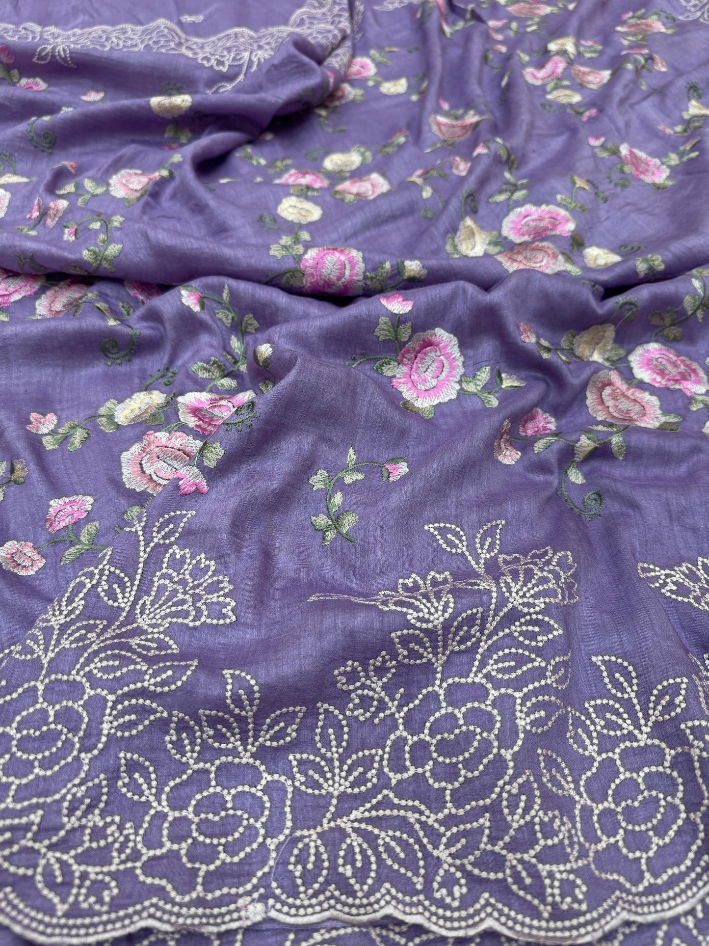 Pure Banarasi Tasar Silk Embroidery Saree