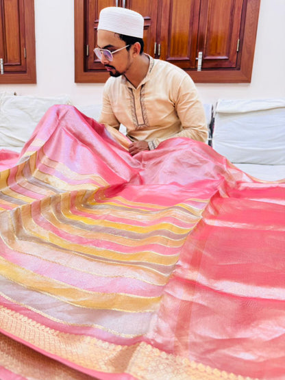 Pure Banarasi Tissue Silk Half and Half Saree