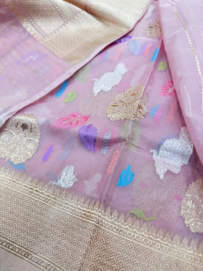 Pure Banarasi Kora Silk Kadhwa Buta Saree