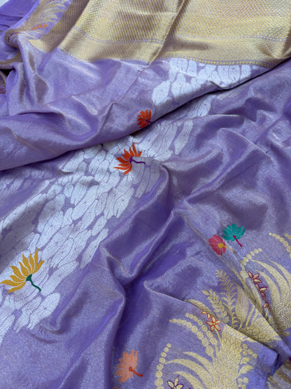 Pure Banarasi Katan Tissue Silk Skirt Saree