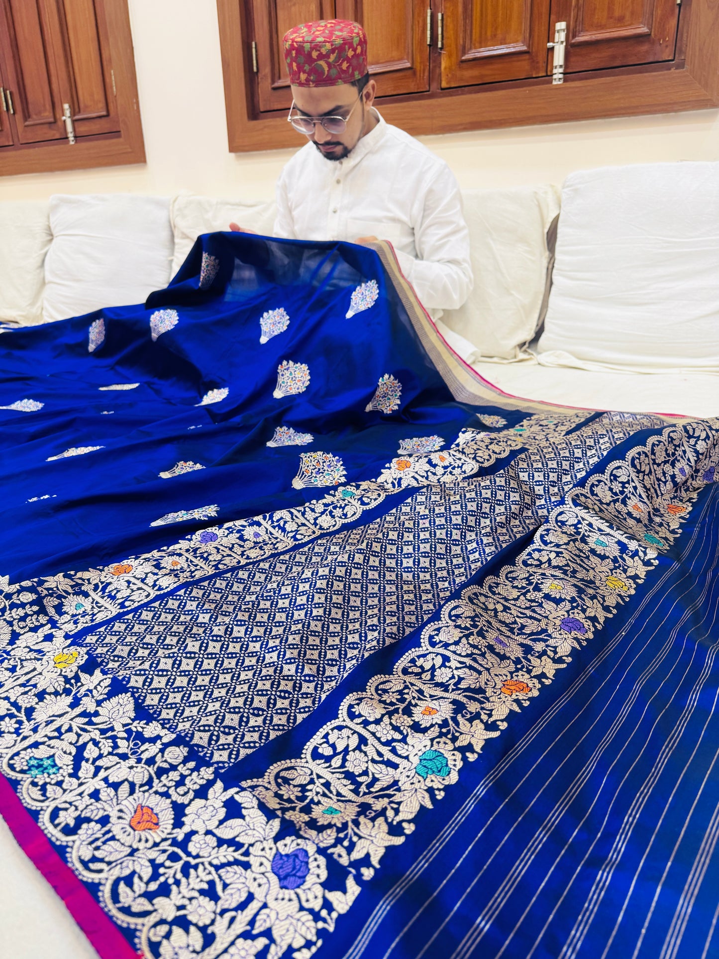 Pure Banarasi Katan Silk Mina Buta Saree