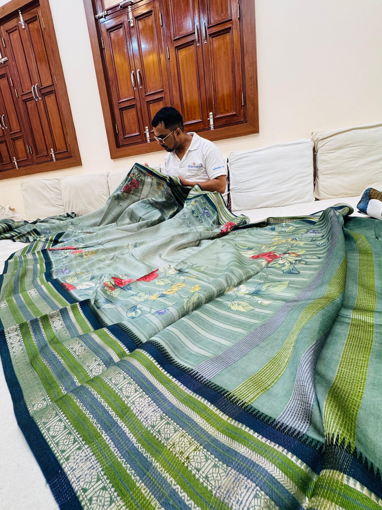 Pure Banarasi Chanderi Digital Print Saree