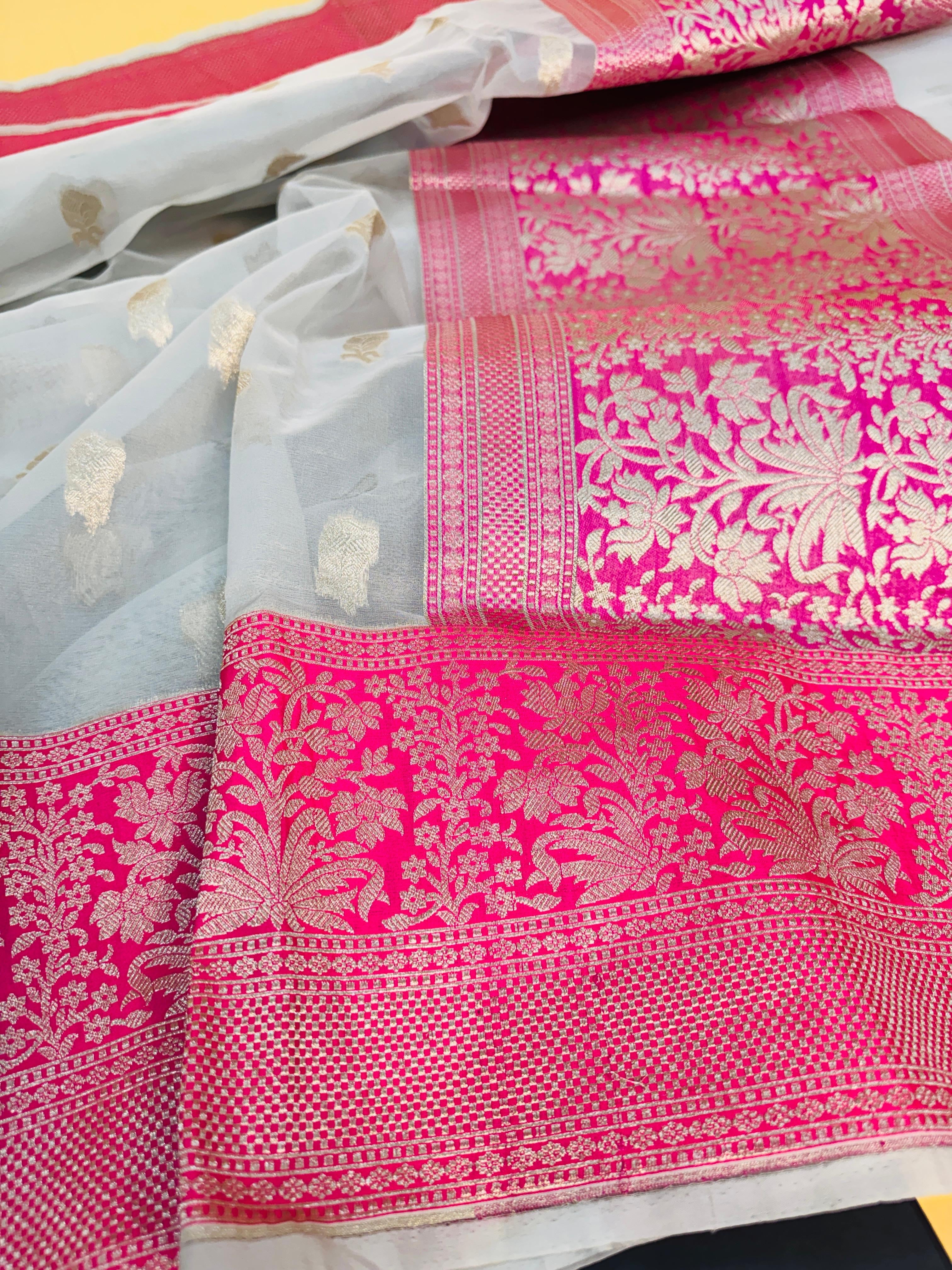 Art Silk Kora Kadhiyal Border Saree