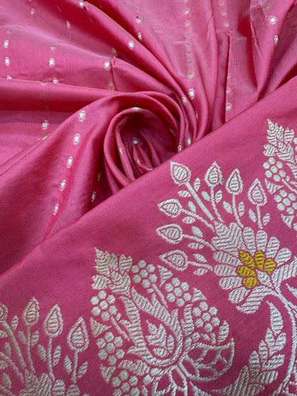 Pure Banarasi Katan Silk Mina Jaal Saree