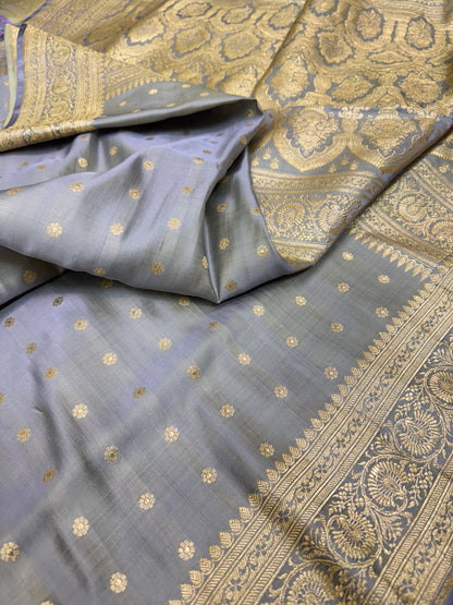 Pure Banarasi Katan Silk Chunri Buti Saree