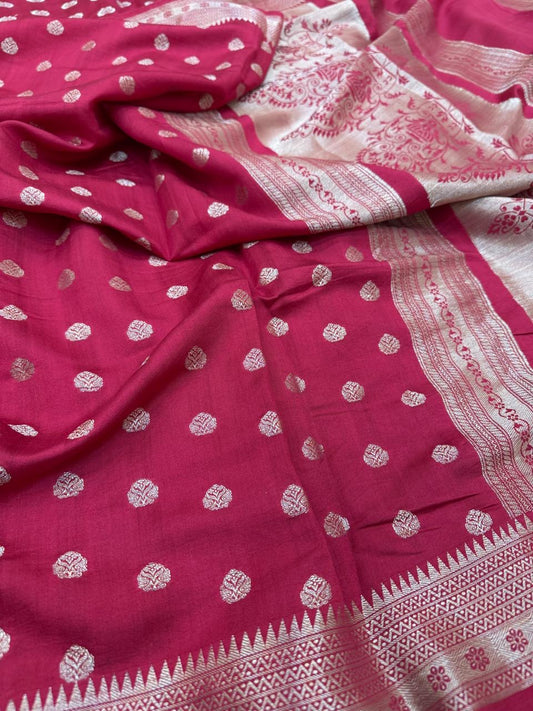 Pure Banarasi Chiniya Silk Mina Buta Saree